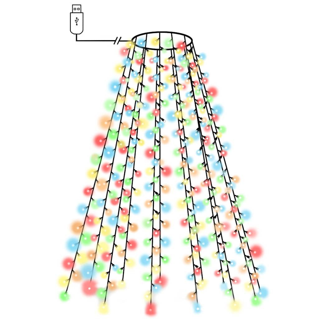 furnicato LED-Baummantel LED Weihnachtsbaumbeleuchtung 180 LEDs, 180 cm, Mehrfarbig, Wasserfeste Lichterkette mit 8 Funktionen und 5m Verlängerungskabel