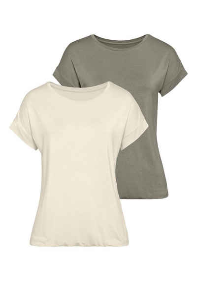 Vivance T-Shirt (2er-Pack) mit elastischem Saumabschluss
