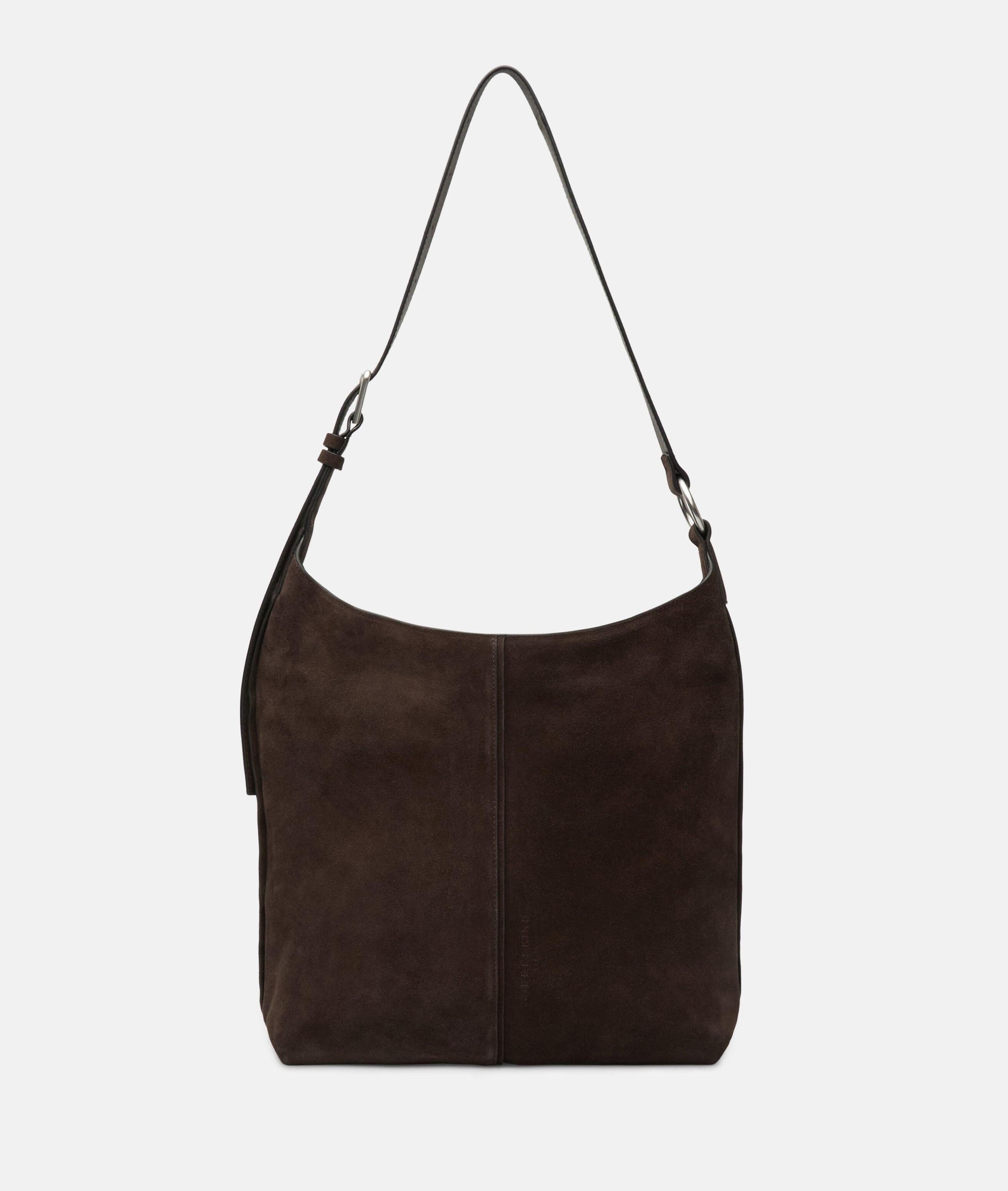 Liebeskind Berlin Schultertasche Demi Hobo M, Geräumige Hobo-Bag aus aus weichem Veloursleder