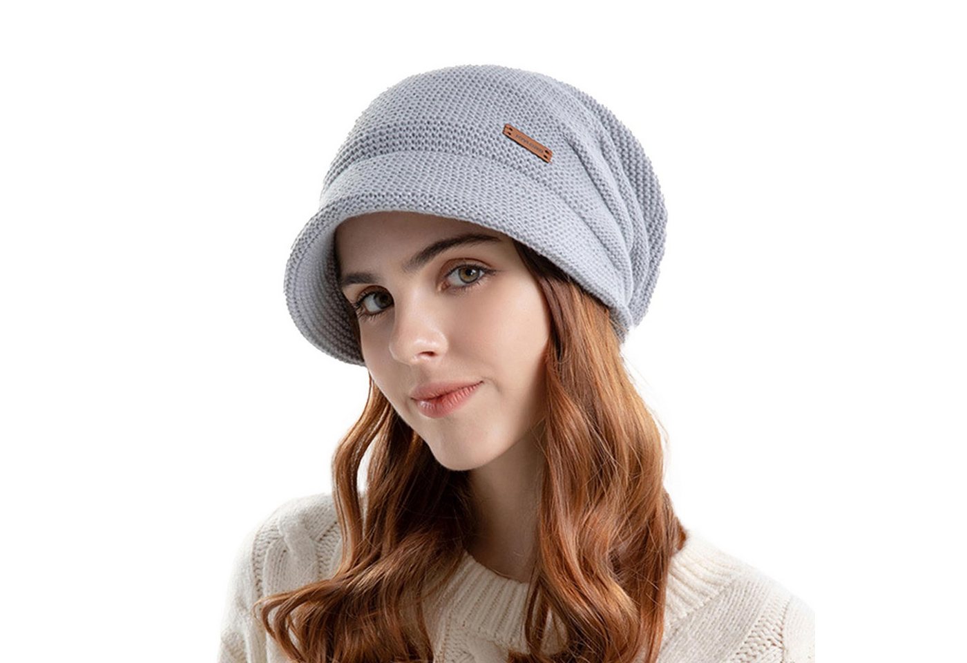 Zaewry Strickmütze Wollmütze WinterMütze Warme Slouchy Strickmütze Mit Breiter Krempe