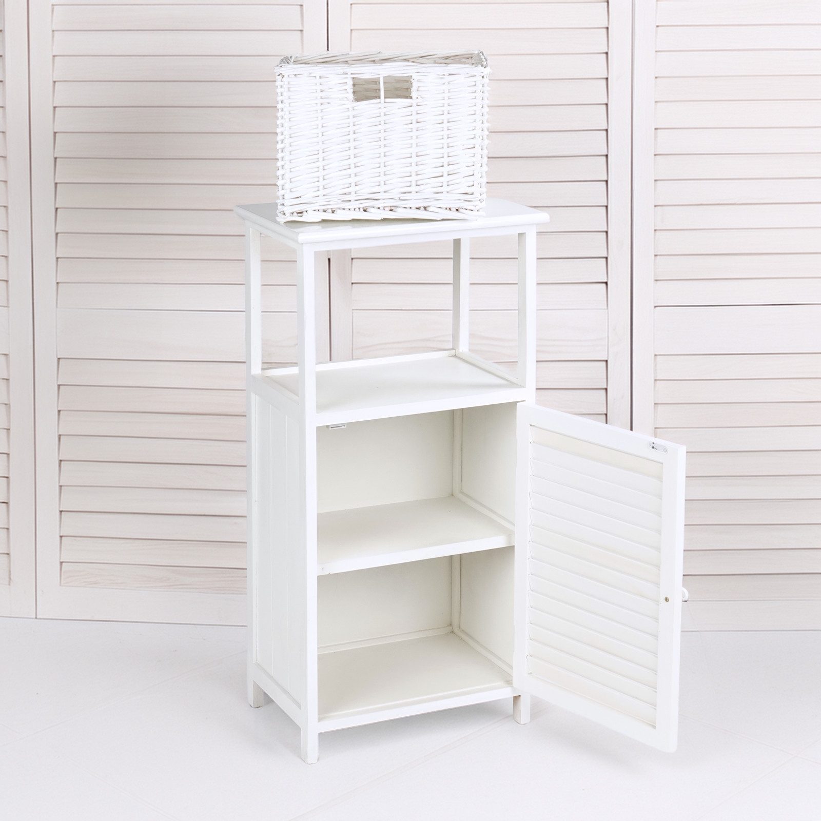 CREEDWOOD Regal NACHTTISCH "WILLI", Altholz massiv Holz, 2 Rattan Körbe, Bad Kommode