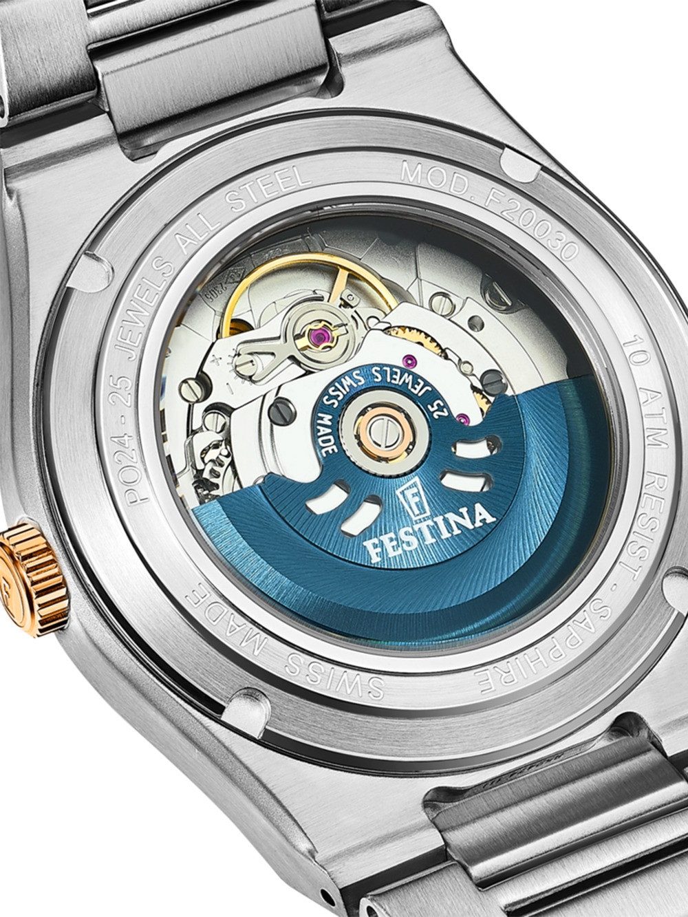 Festina Automatikuhr Festina F20030/1 Herrenuhr Swiss Made Rivé Automatik 40mm 10ATM Festina F20030/1 Herrenuhr Swiss Made Rivé Automatik 40mm 10ATM