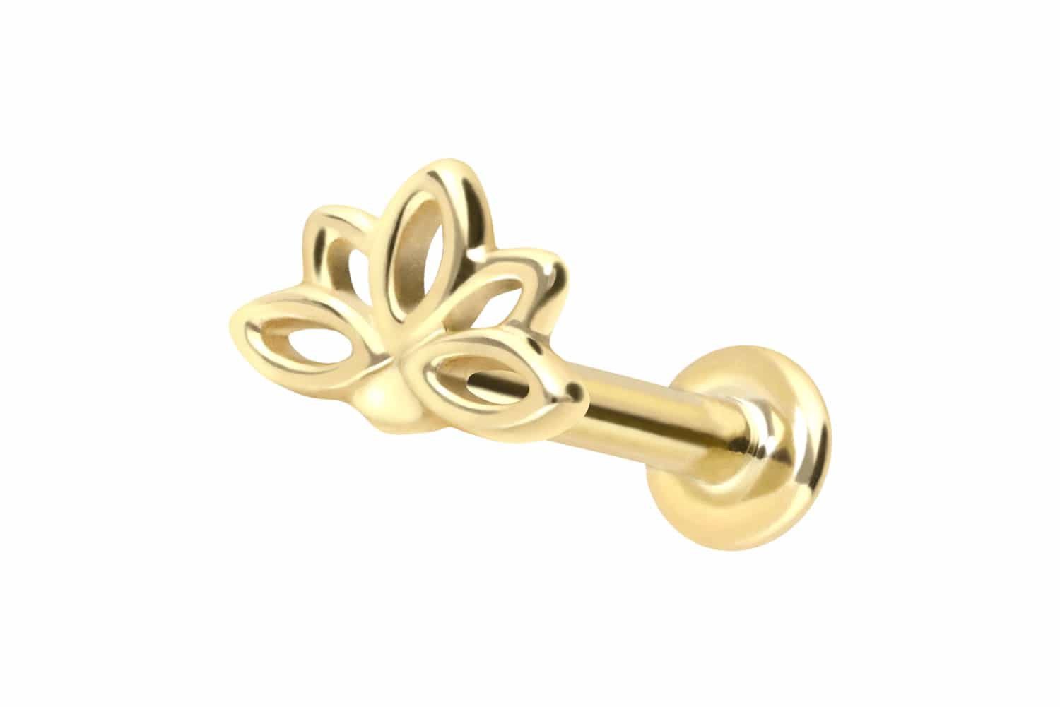 PIERCINGLINE Piercing-Set 14 Karat Gold Labret mit Innengewinde LOTUSBLÜTE (Labrets, 1-tlg)
