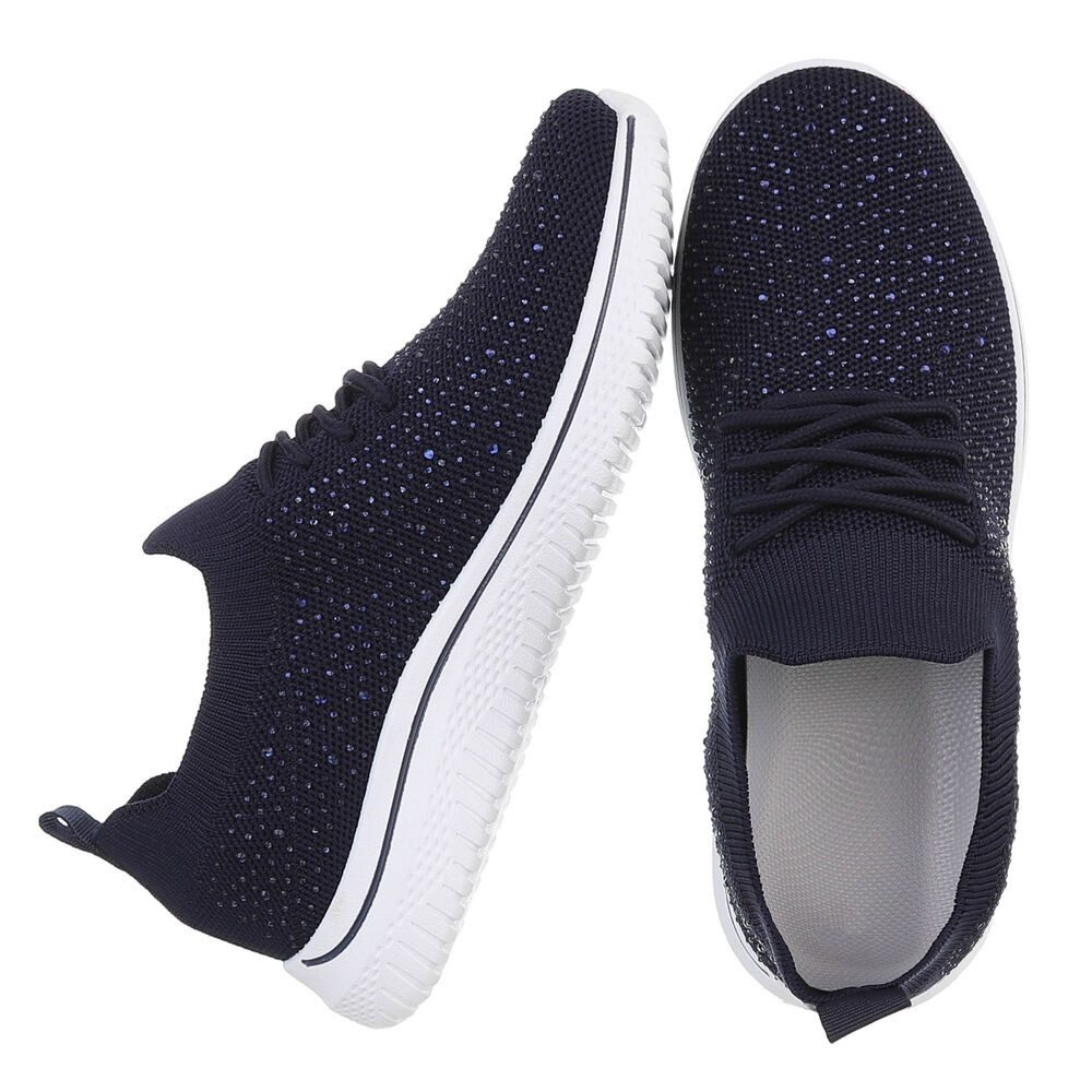 Ital-Design Bequemer Sneakers für Damen mit atmungsaktivem Obermaterial Sneaker (91554399) Flach Sneakers Low in Dunkelblau