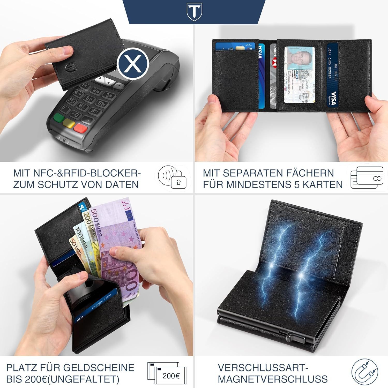 TEEHON Geldbörse Herren Portmonee Herren mit Münzfach & RFID Schutz (1-tlg. günstig online kaufen