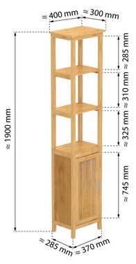 Eisl Hochschrank Bambus massives Bambus, Unikat, pflegeleicht, nachhaltiger Rohstoff, 3 Böden