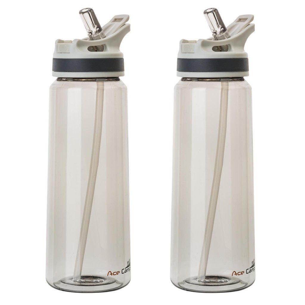 AceCamp Trinkflasche 2er-Set 750 ml mit Sprungdeckel in Gelb für Alltag, Sport und Outdoor, BPA-frei, auslaufsicher, leicht, alltagstauglich, Sprungdeckel