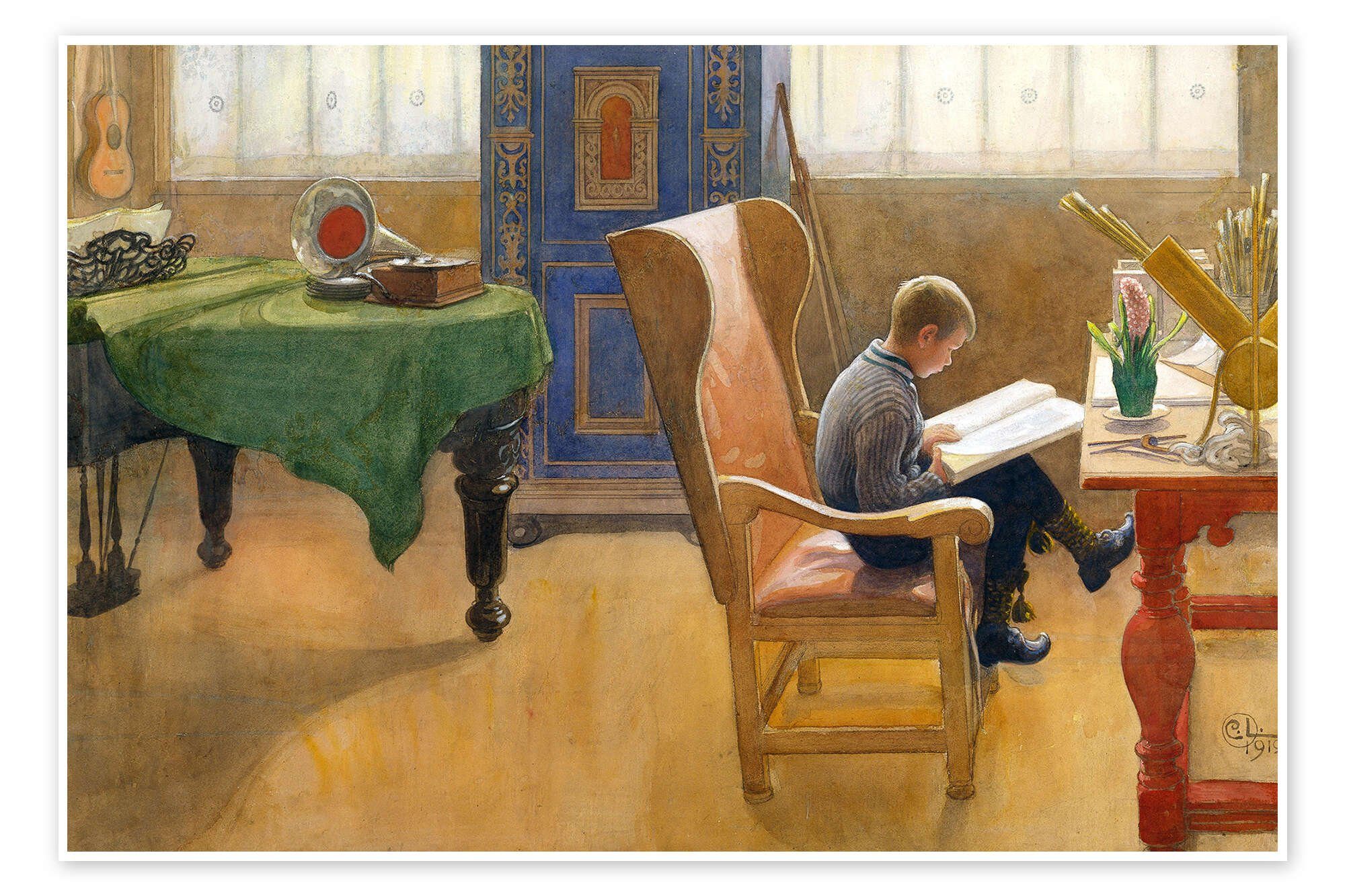 Posterlounge Wandbild Studienecke. Esbjörn., Carl Larsson, erhältlich als Poster, Leinwandbild, Wandsticker oder Acrylglasbild