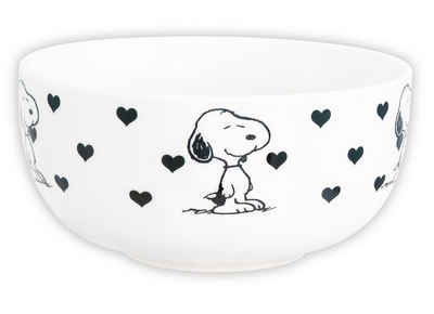 United Labels® Müslischale The Peanuts Schüssel Snoopy – Herzen - Weiß aus Keramik 400 ml, Keramik
