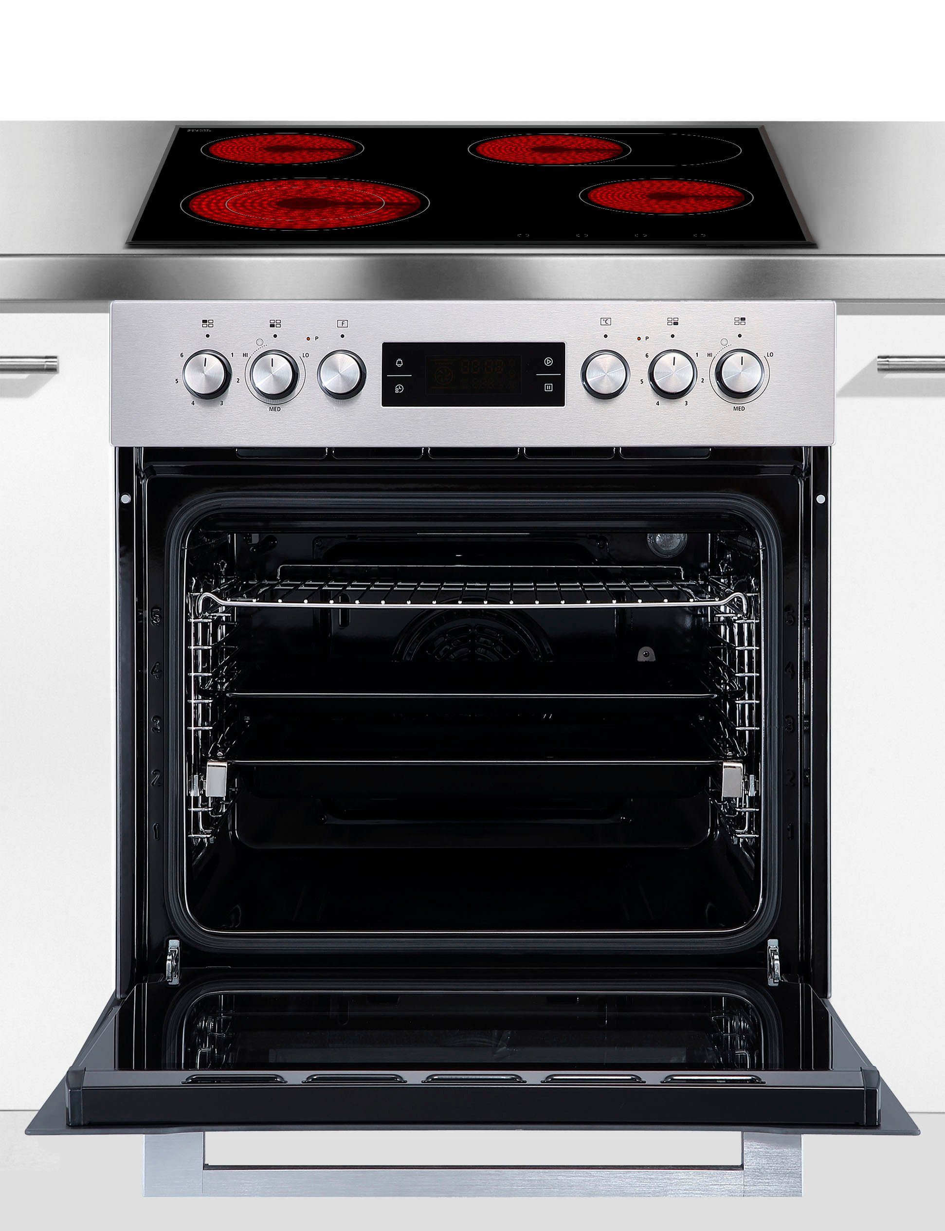 Hanseatic Elektro-Herd-Set 65C90C7-E11B200 + MC-HF662A, mit 1-fach-Teleskopauszug, Leichte Verschmutzungen werden mithilfe von Wasserdampf entfernt