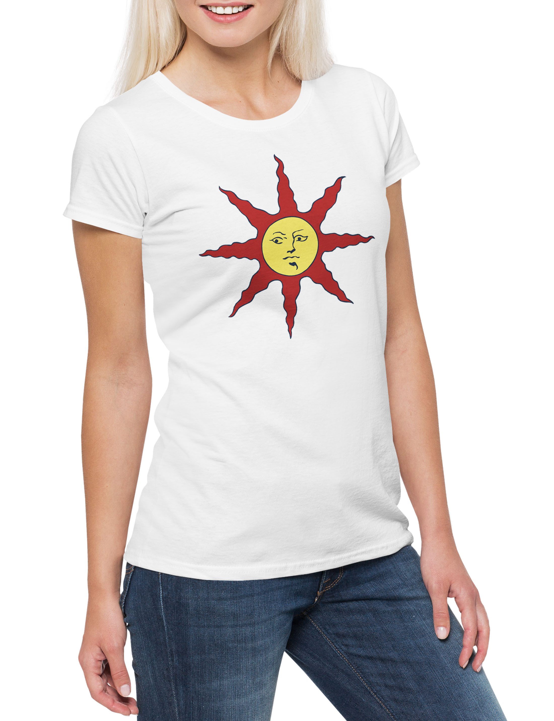 Print-Shirt Dark Soul Sun Damen T-Shirt Firelink Shrine Dark Gamer Nerd Fantasy