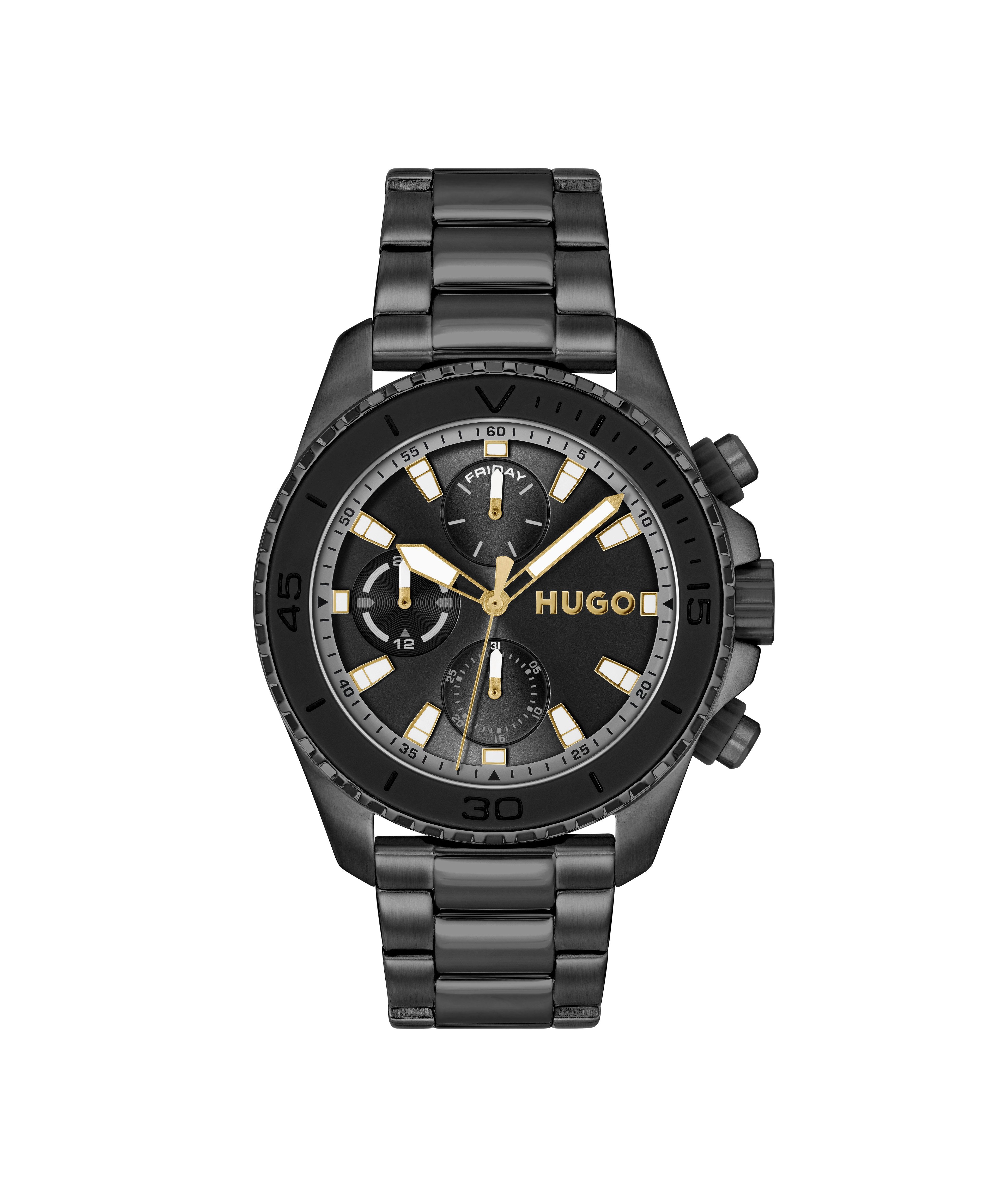 HUGO Multifunktionsuhr #DIVE 1530431, Quarzuhr, Armbanduhr, Herrenuhr, Edelstahlarmband, analog
