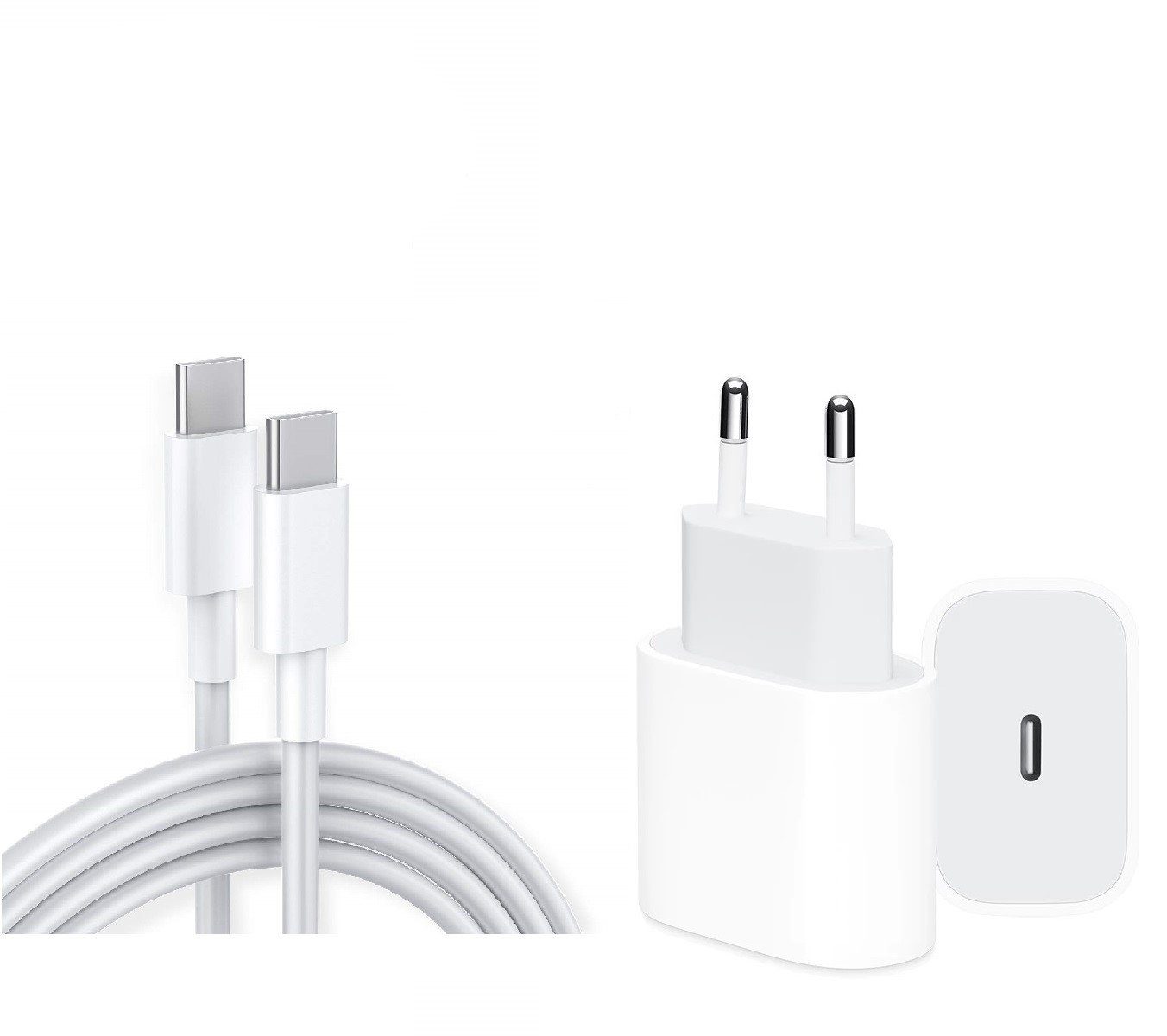 Ventarent Schnellladegerät USB C passt für iPhone 15 / Pro / Max / Plus & iPad USB-Ladegerät (2,22 mA, Set, 2-tlg., 1 x Adapter 20 Watt + 1x Ladekabel USB-C auf USB-C 1 Meter, Fast Charging)