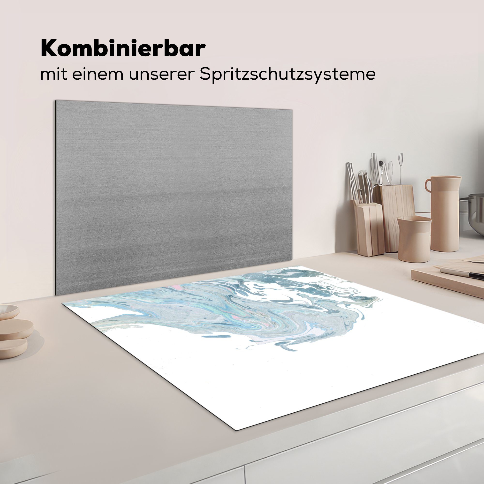 Geode cm, MuchoWow 78x78 Muster - Vinyl, für Türkis, - küche Arbeitsplatte Ceranfeldabdeckung, (1 Herdblende-/Abdeckplatte tlg),