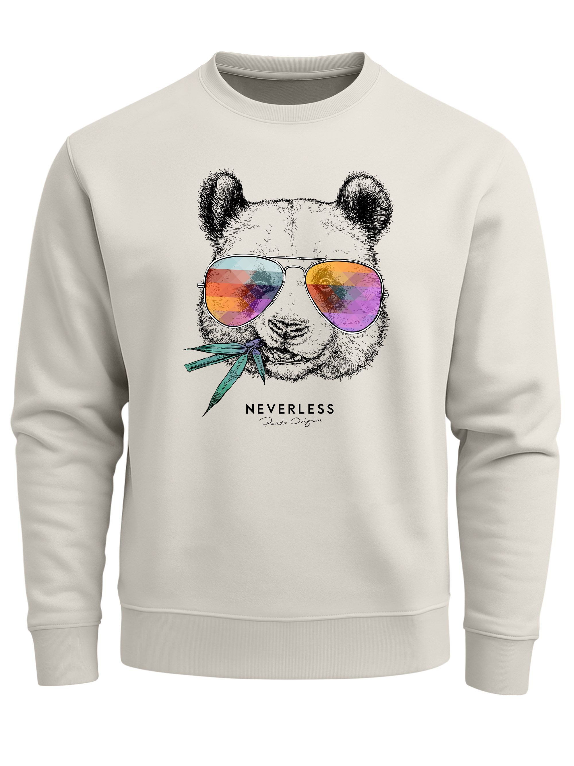 Sweatshirt Sweatshirt Herren Frontprint Panda Pullover mit Print Statement