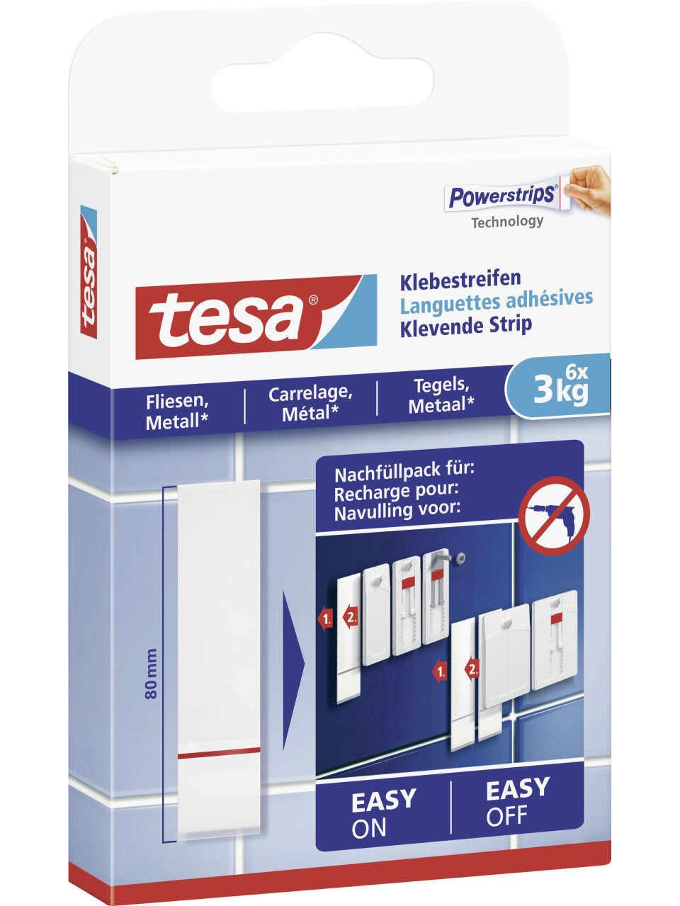 tesa Klebepad tesa Klebestreifen für Fliesen und Metall 6 Stück