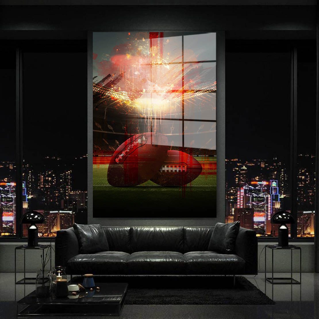 Artedinoi Acrylglasbild American Football Stadion Acrylglas Wandbild Bild Wanddeko Wohnzimmer