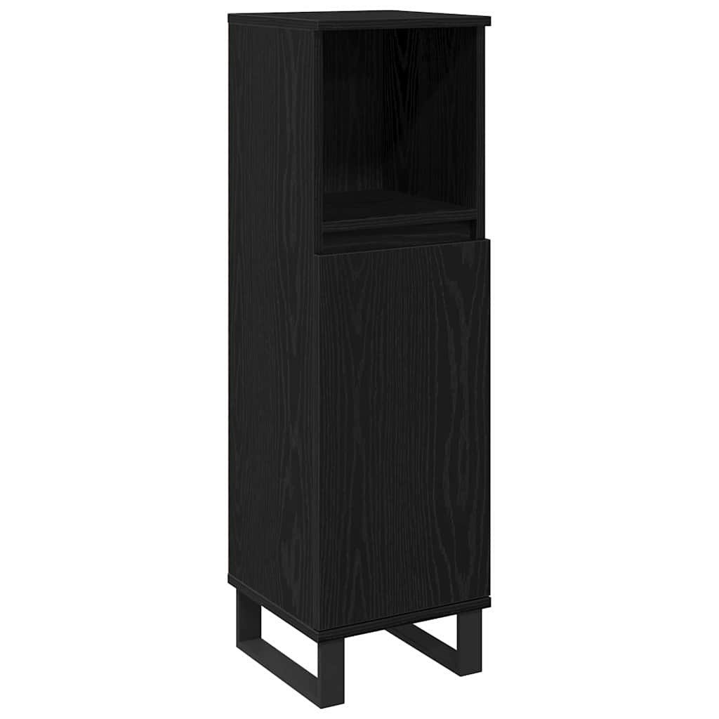 vidaXL Badezimmerspiegelschrank Badezimmerschrank Schwarz Eichen-Optik 30 x 30 x 100 cm (1-St)