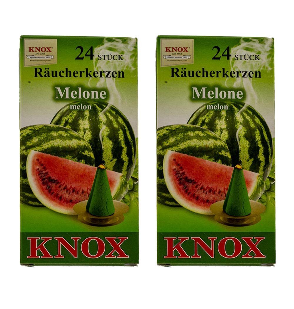 KNOX Duftkerze 2er Set Melone, 48 Räucherkerzen der Größe M - Made in Germany