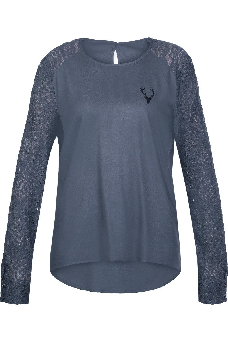 MarJo Trachtenbluse Blusenshirt - HELENA - blaugrau, faded olive