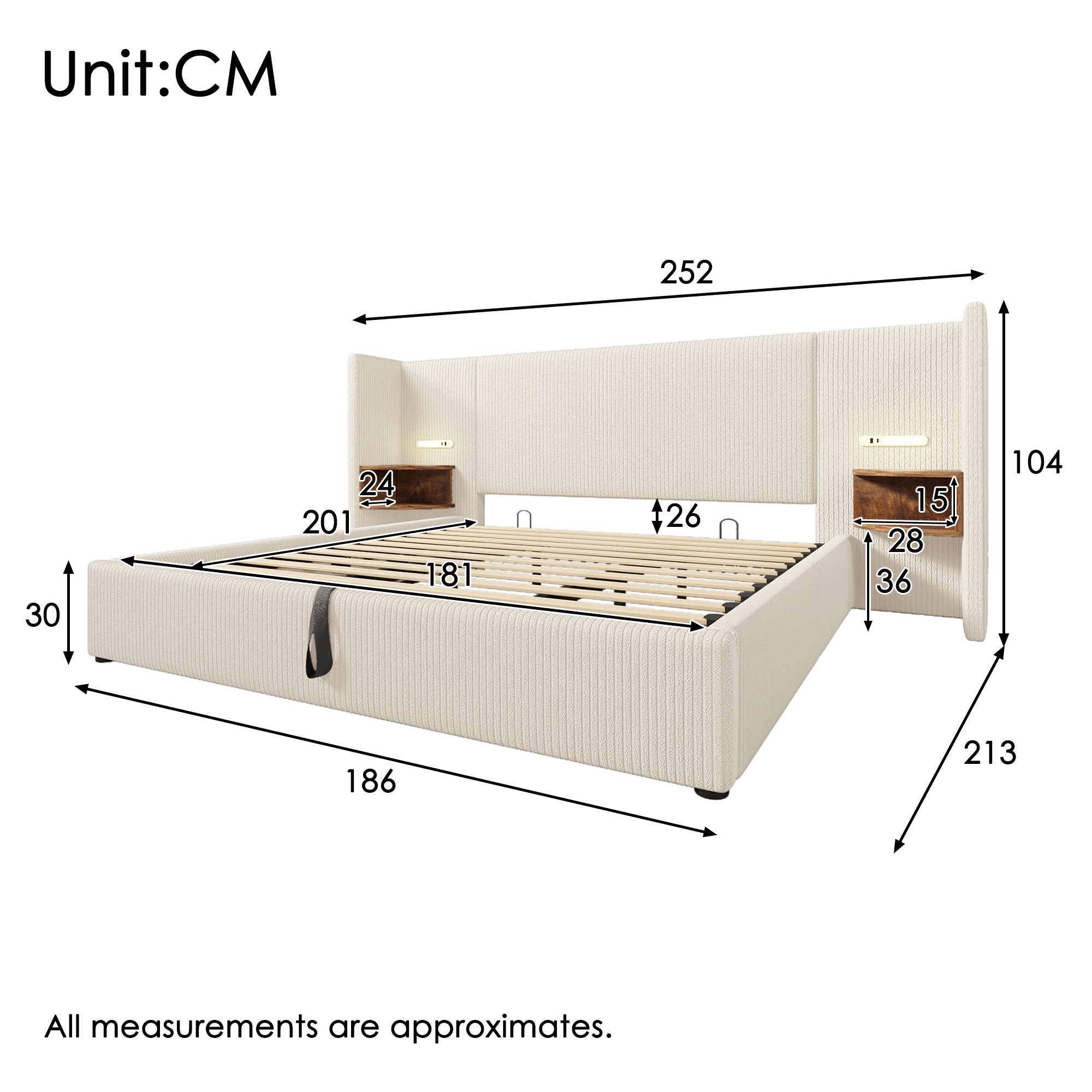 Ulife Polsterbett Doppelbett Stauraumbett Hydraulisches Funktionsbett mit N günstig online kaufen