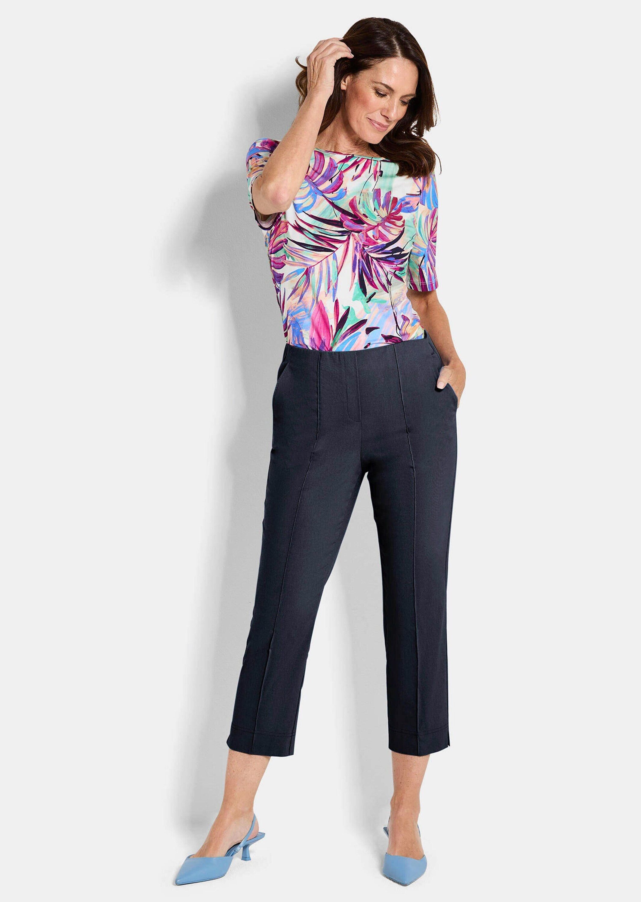GOLDNER Stretch-Hose Kurzgröße: Elegante 7/8-Hose mit Biesen Stretchhose mit Schlupfbund, Eingriffstaschen und 7/8-Länge – Bild 2 von 5