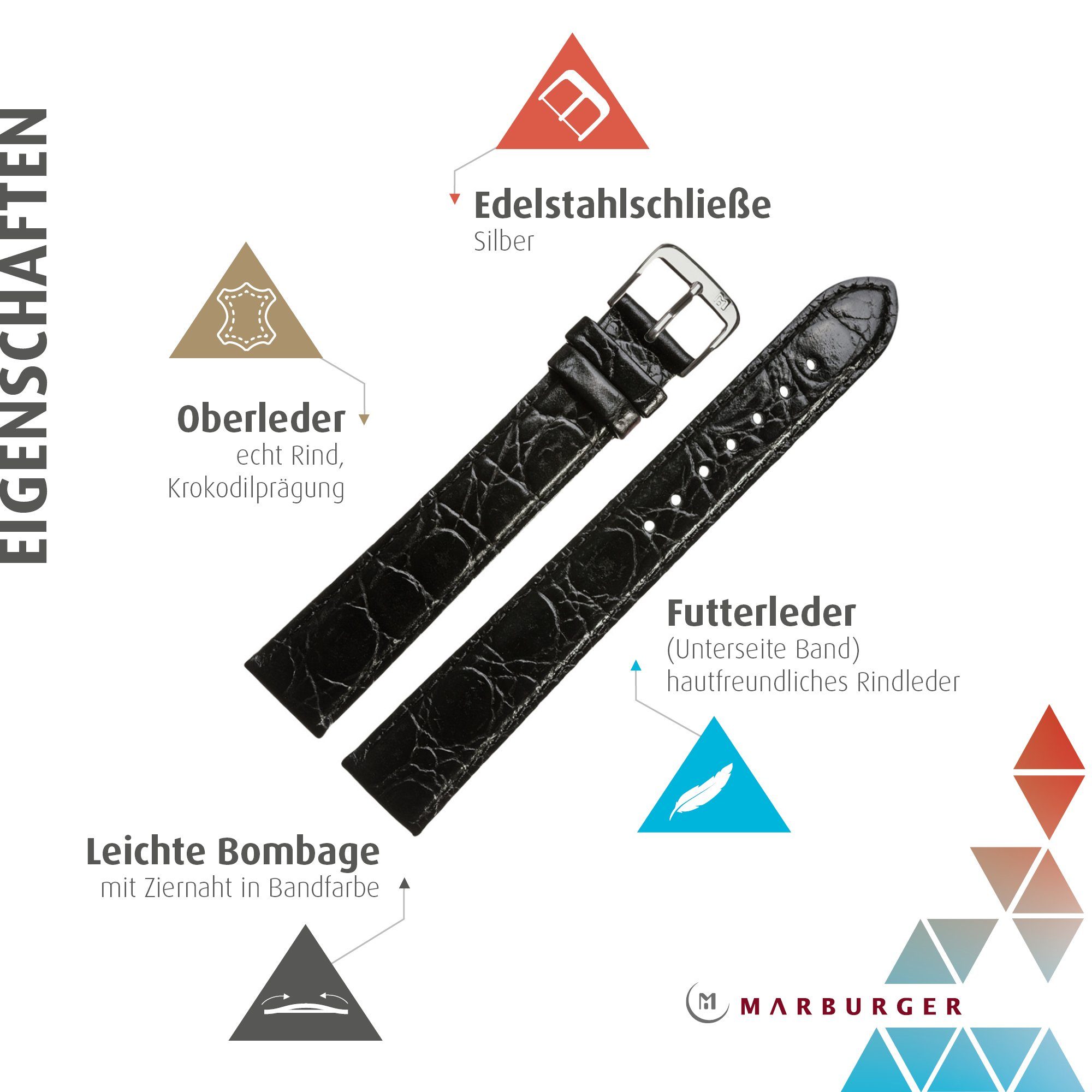 MARBURGER Uhrenarmband 26mm Leder XL Extra günstig online kaufen