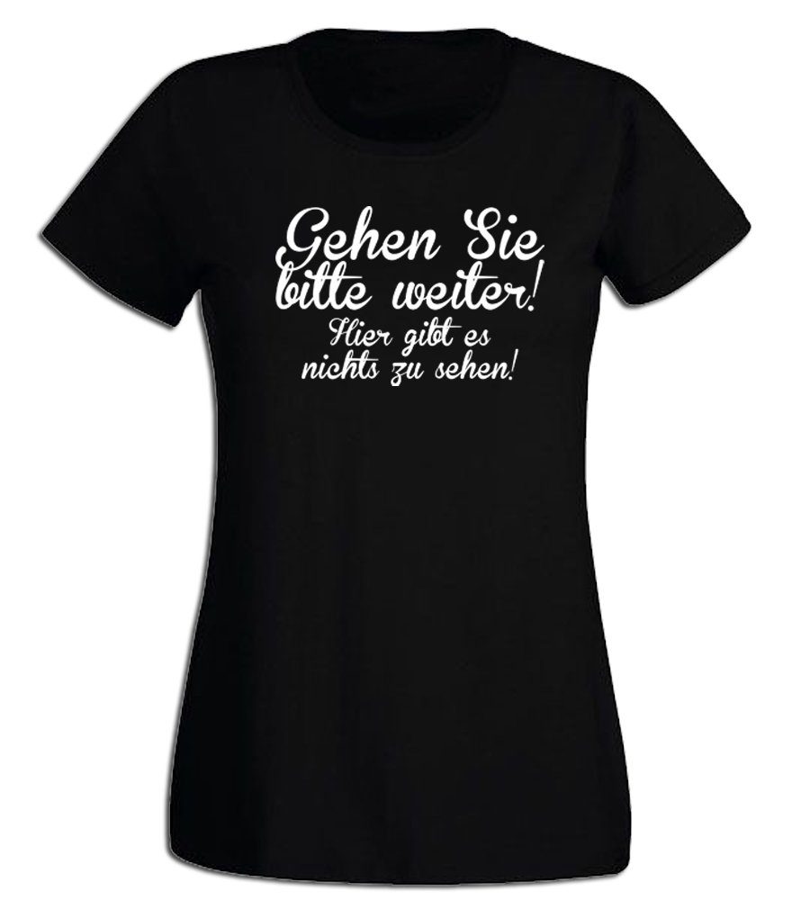 G-graphics T-Shirt Damen T-Shirt - Gehen Sie bitte weiter! Hier gibt es nichts zu sehen! mit trendigem Frontprint, Slim-fit, Aufdruck auf der Vorderseite, Spruch/Sprüche/Print/Motiv, für jung & alt