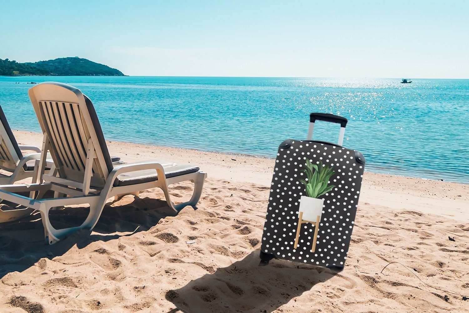 4 Reisetasche Handgepäckkoffer Reisekoffer Rollen, - für Pflanzgefäß Ferien, - Zimmerpflanze Handgepäck MuchoWow Dots, mit rollen, Trolley,