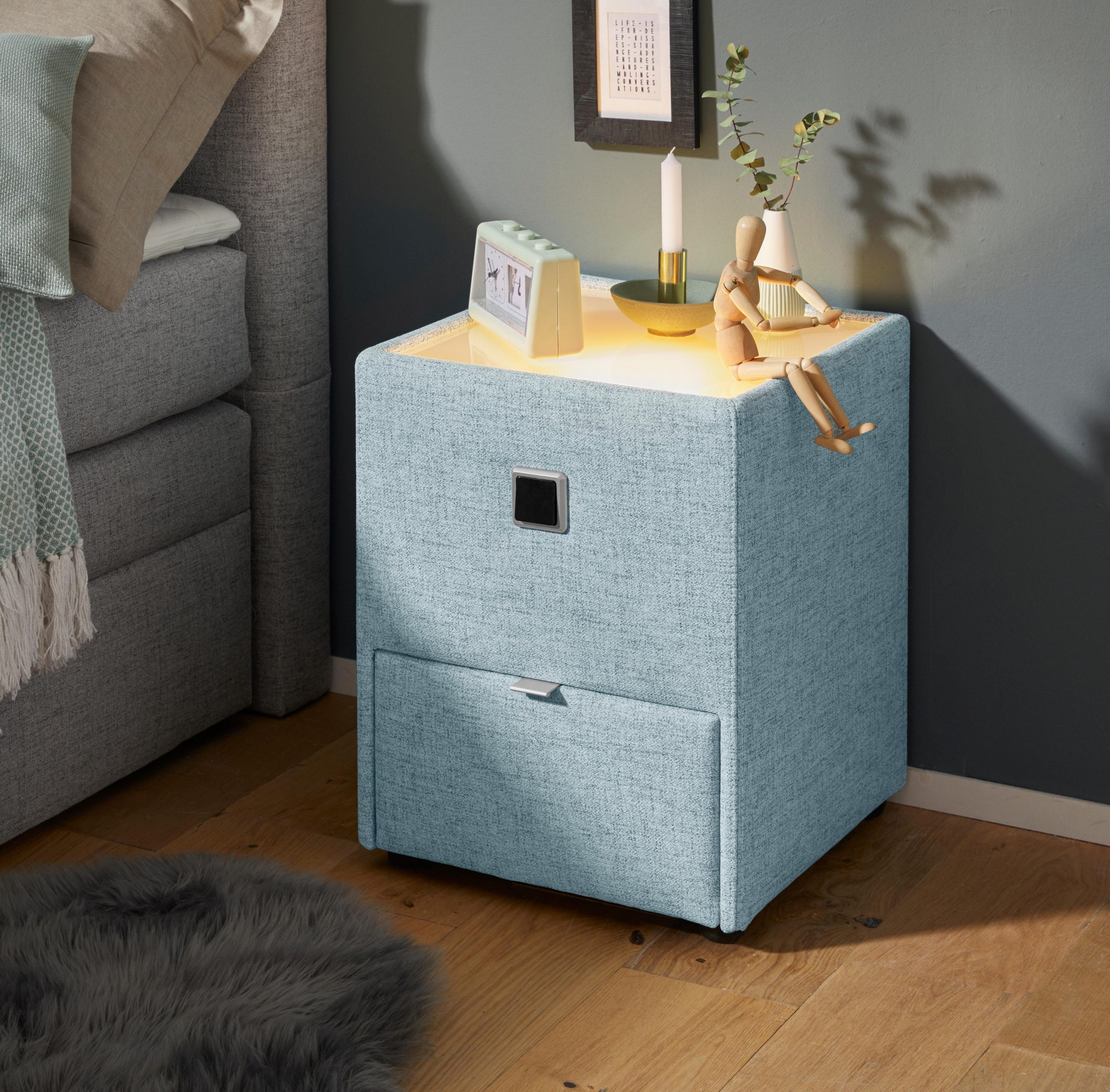 Nachttisch für Boxspringbett in Stoff Optik