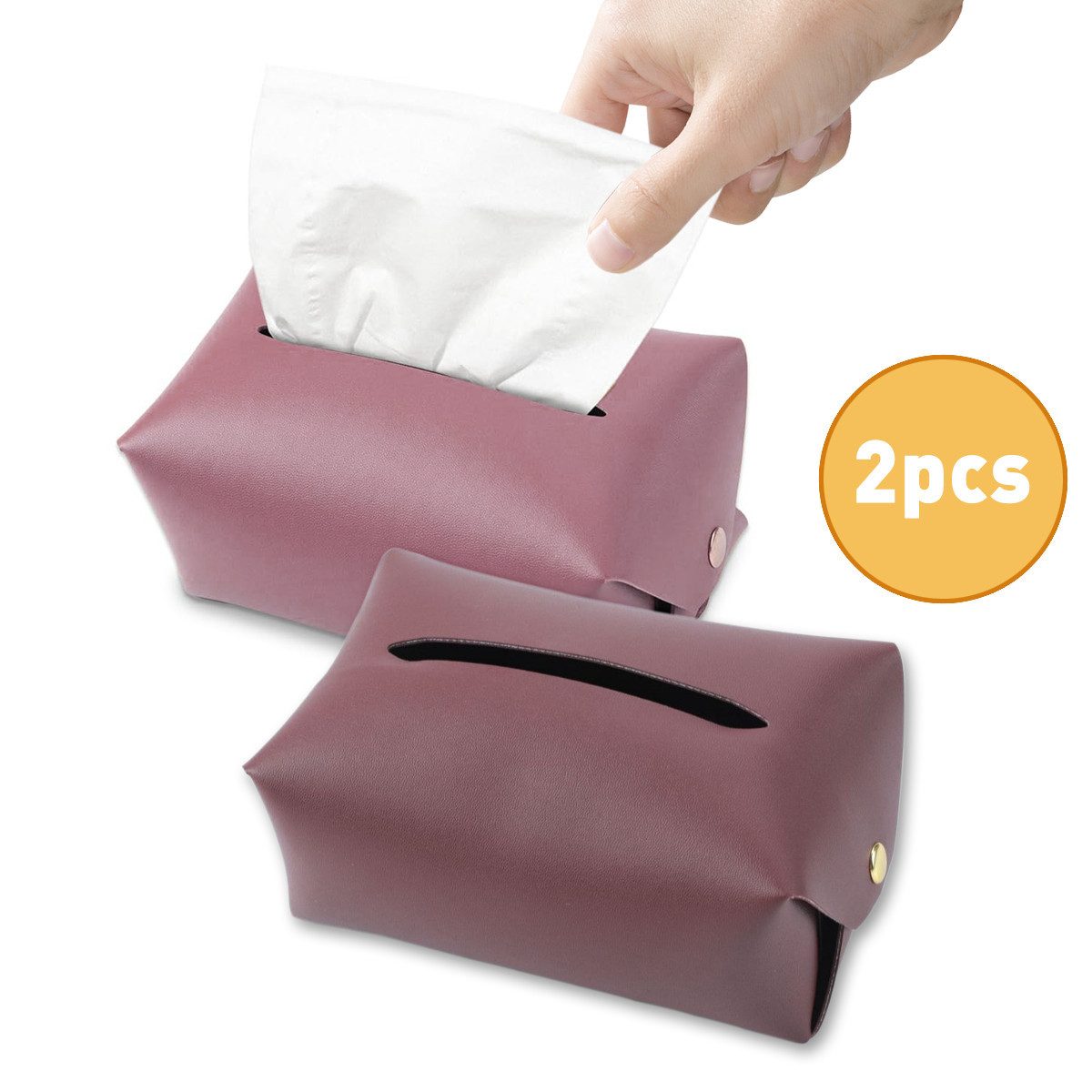 Papiertuchbox Rechteckige Tissue Box 2 Stück, Tissue Box Holder aus Leder