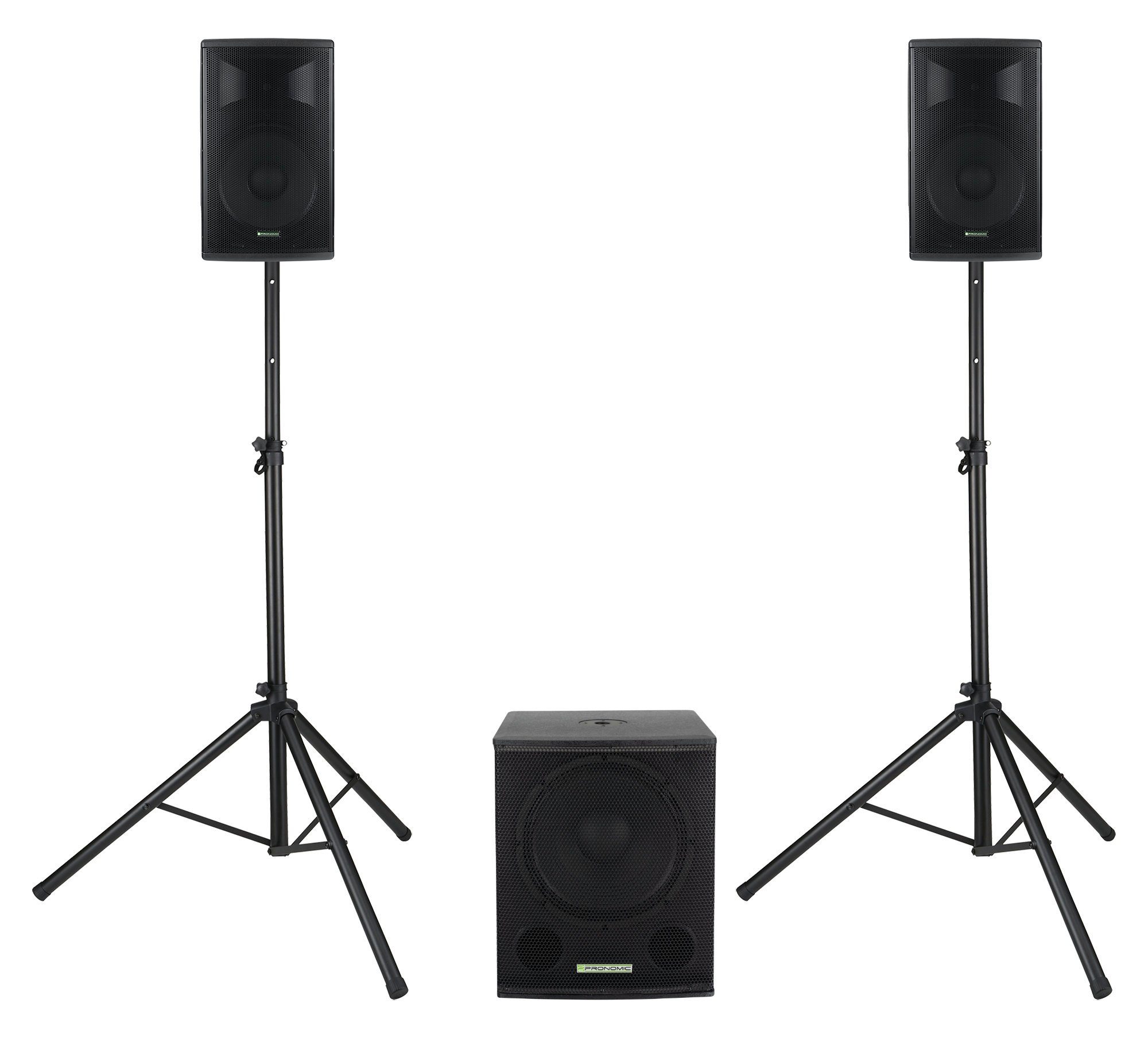 und Aktive mit 10"-Satelliten 1510 1x Powerstage 2.1 (590 PA-Anlage Lautsprecher Pronomic inkl. 15"-Subwoofer 2x Stativen) Economy W,