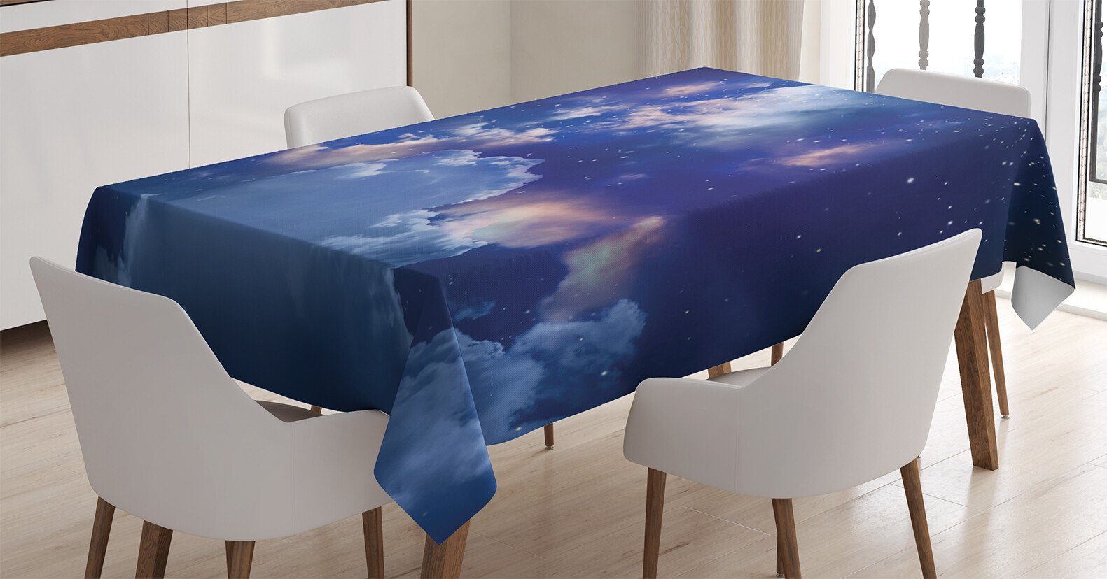 Abakuhaus Tischdecke Farbfest Waschbar Für den Außen Bereich geeignet Klare Farben, Nebel Astronomie Sterne Raum