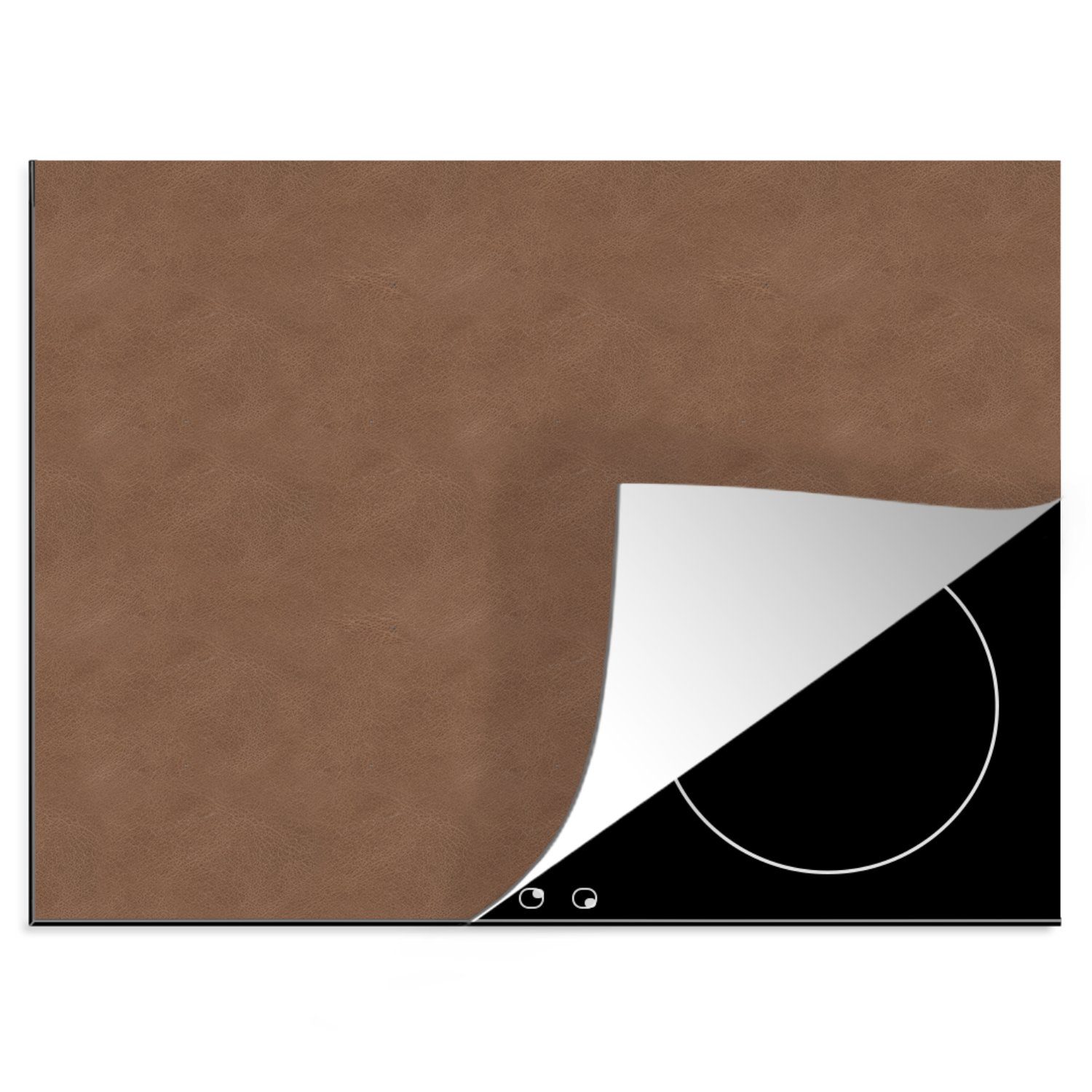 MuchoWow Herdblende-/Abdeckplatte Induktionsschutz - Leder - Braun - Tiere, Vinyl, (1 tlg), 60x52 cm, Mobile Arbeitsfläche nutzbar, Ceranfeldabdeckung