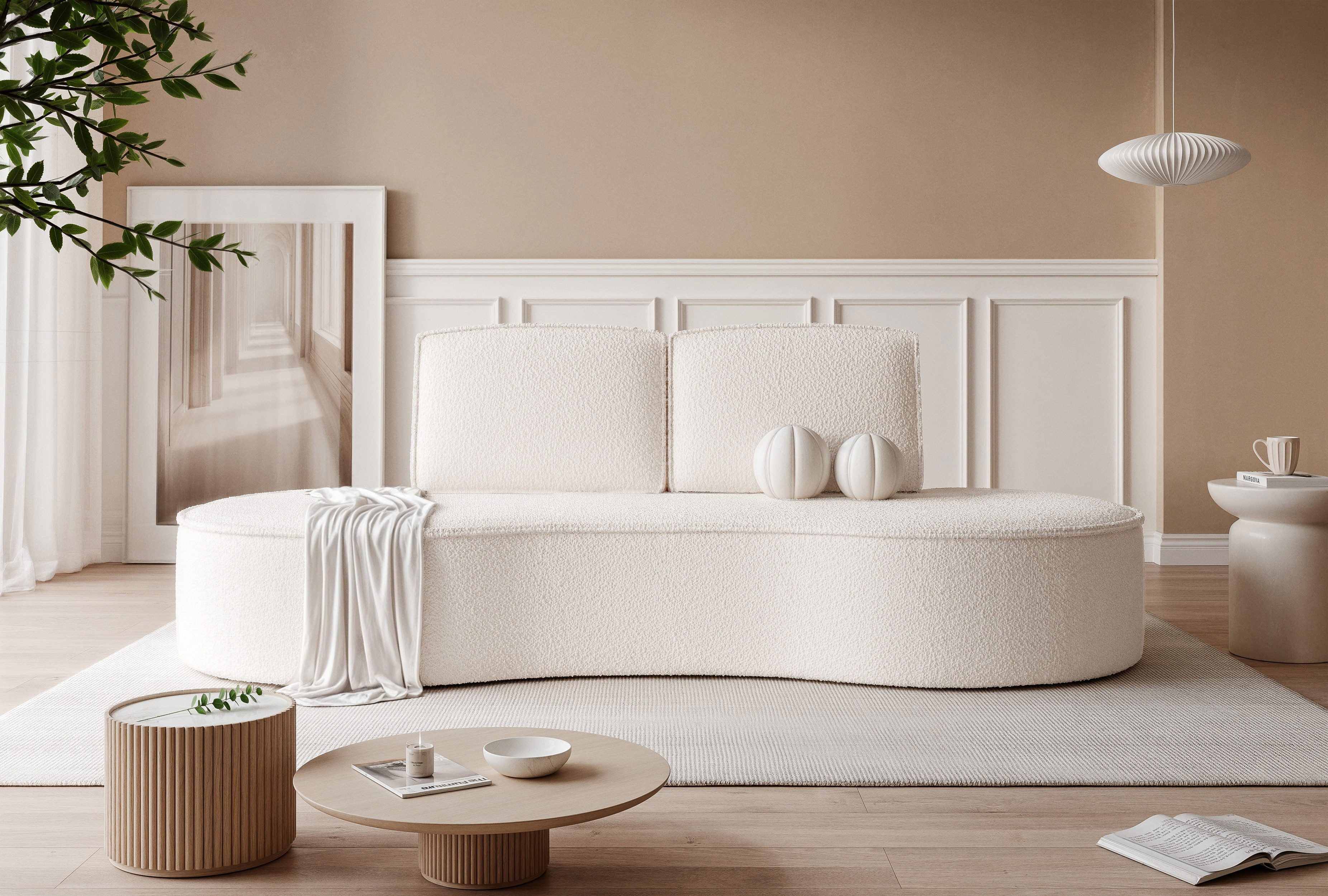 yourhouse24 Sofa Organische Design-Couch SOFIA (234 cm) – Zeitlose Eleganz, Seite universal