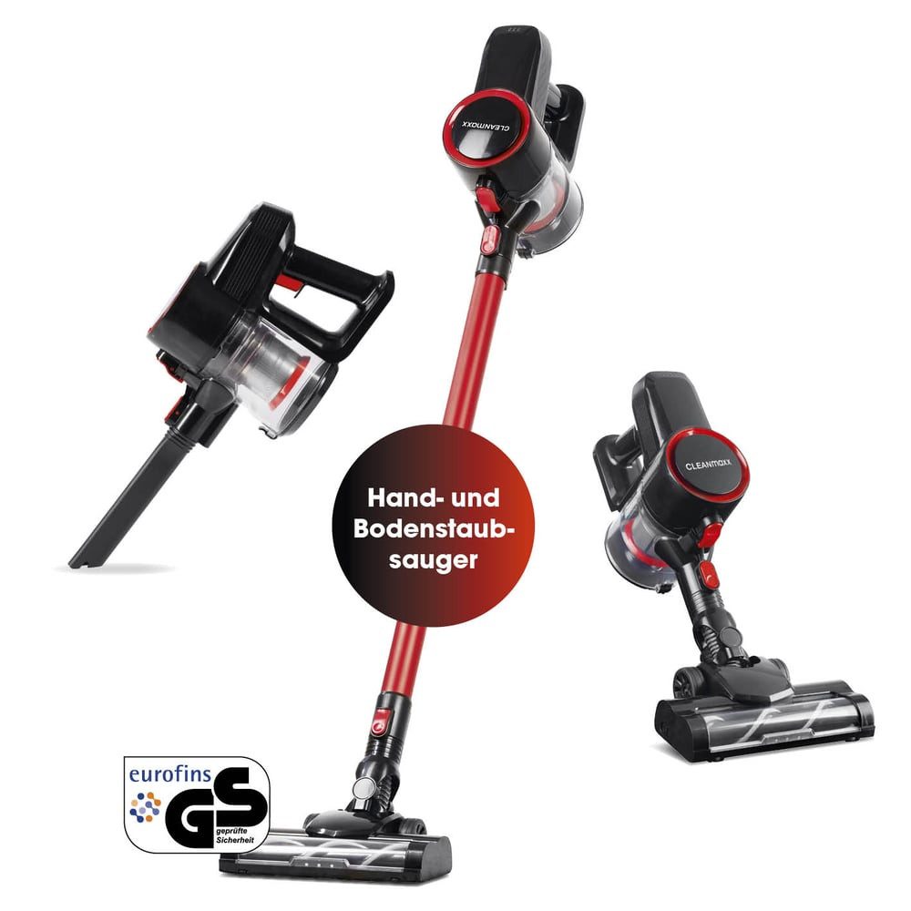 CLEANmaxx Zyklon Hybrid Staubsauger Akku-Zyklonstaubsauger Mit elektrisch angetriebener Bodendüse, 140 W, beutellos, Akku-Zyklonstaubsauger Mit elektrisch angetriebener Bodendüse