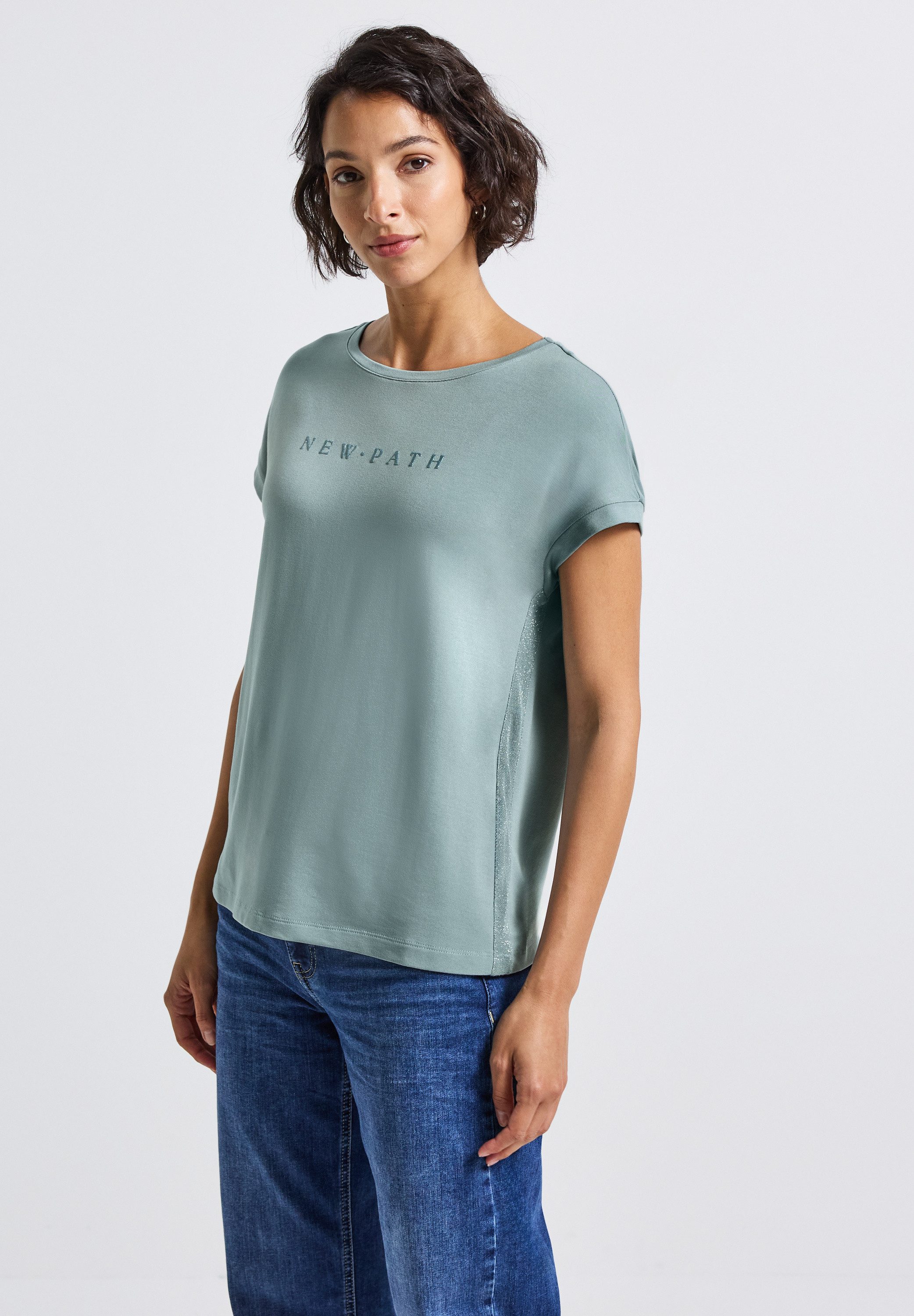 STREET ONE T-Shirt mit Glitzer-Wording-Print günstig online kaufen