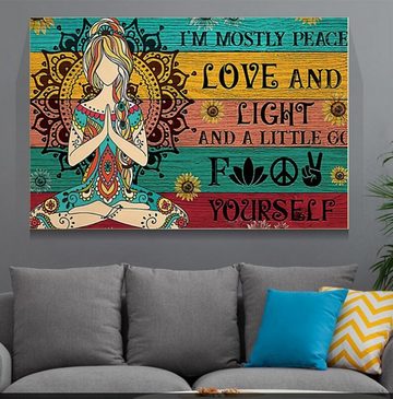 TPFLiving Kunstdruck (OHNE RAHMEN) Poster - Leinwand - Wandbild, Hippie Yoga Leinwand (Motiv in verschiedenen Größen), Farben: Leinwand bunt - Größe: 20x30cm