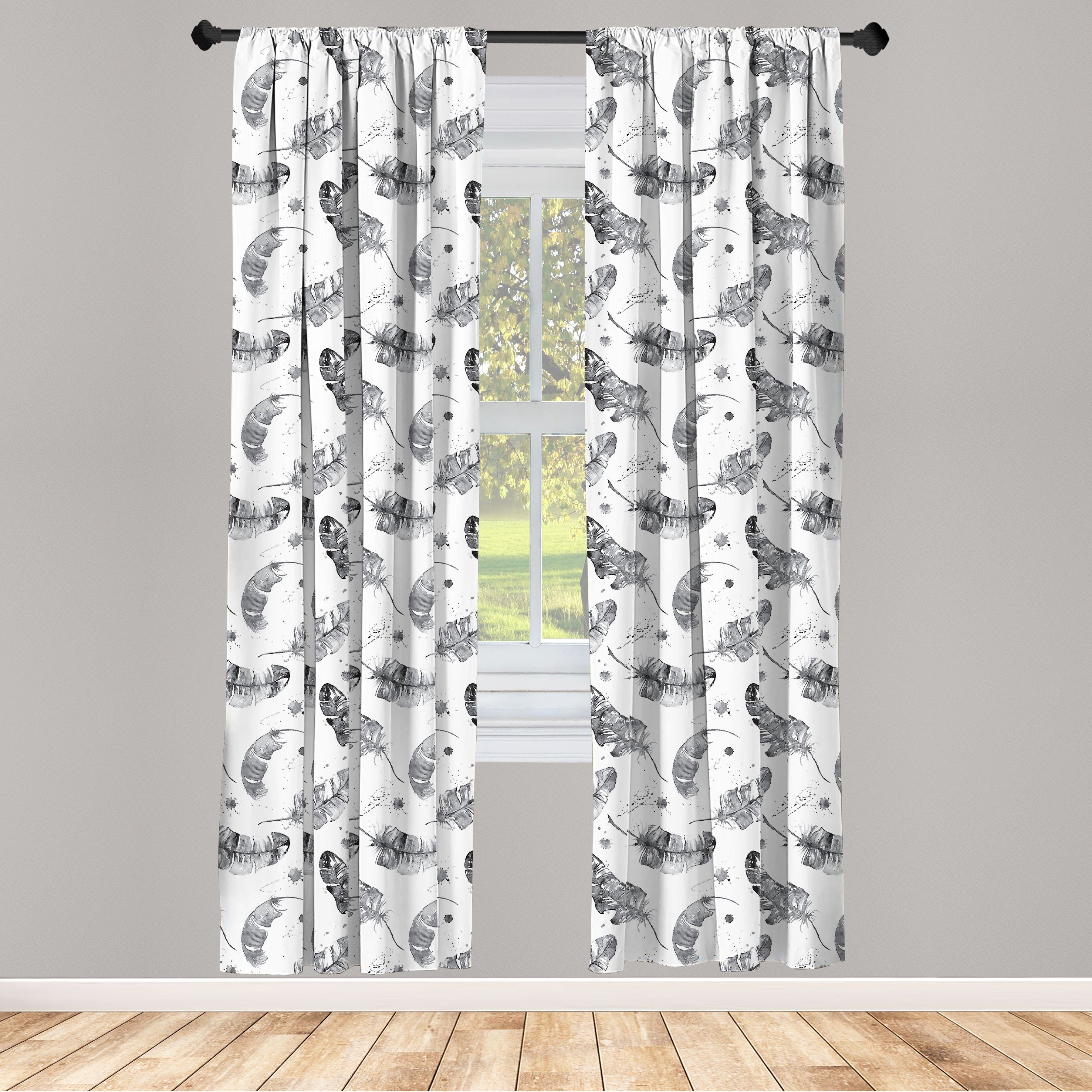 Gardine Vorhang für Wohnzimmer Schlafzimmer Dekor, Abakuhaus, Microfaser, Feder Native Style Quills Grunge