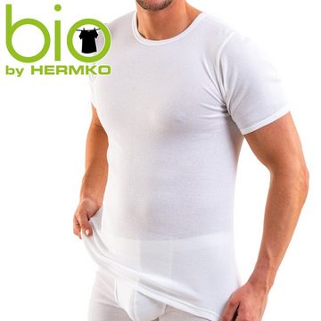 HERMKO Unterziehshirt 3842 Herren kurzarm Shirt Doppelripp BIO-Baumwolle, 1/4-Arm Unterhemd