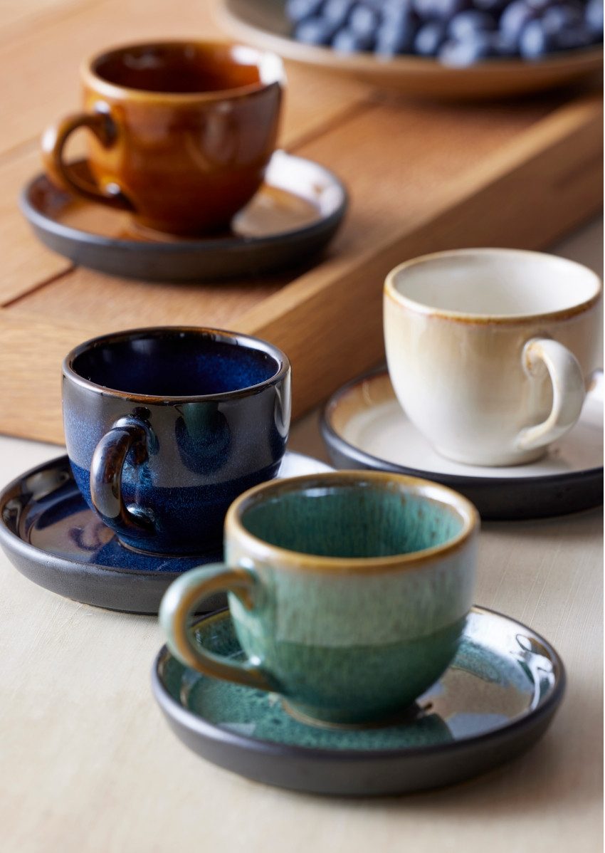 Bitz Espressotasse Espressotasse mit Untertasse cream/cream 0,07 l, Steinzeug, Espressotasse mit Untertasse 7 clCreme