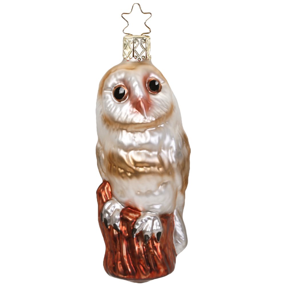 INGE-GLAS® Christbaumschmuck Schleiereule 9,5cm Vogel (1-tlg), mundgeblasen, handbemalt