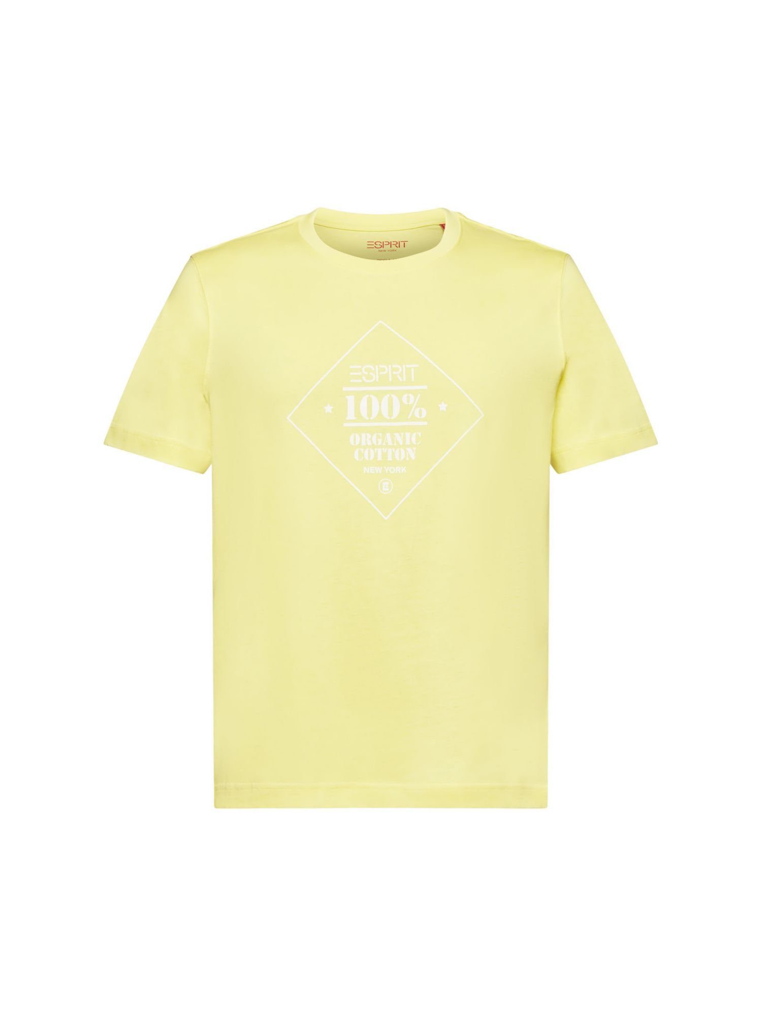 Esprit T-Shirt Baumwoll-T-Shirt mit Logoprint (1-tlg) PASTEL YELLOW