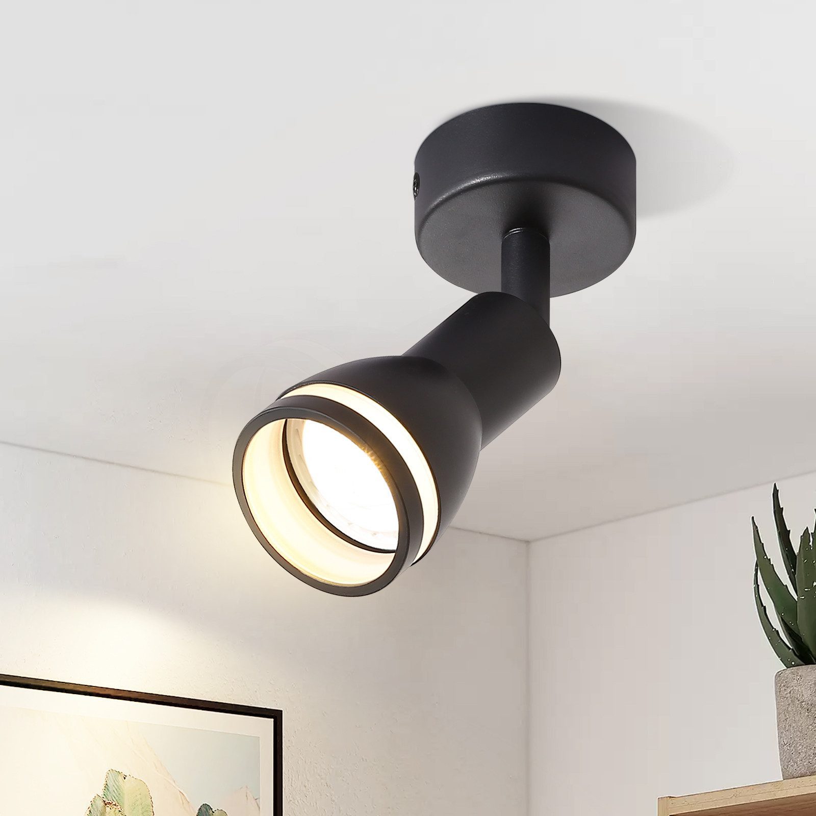 ZMH Deckenstrahler 1-Flammig GU10 Modern Deckenleuchte Metall Flurlampe für Küche Büro, ‎Anpassbar Leuchtrichtung, ohne Leuchtmittel, Schwenkbar 355° Wandstrahler Innen für Wohnzimmer Schlafzimmer
