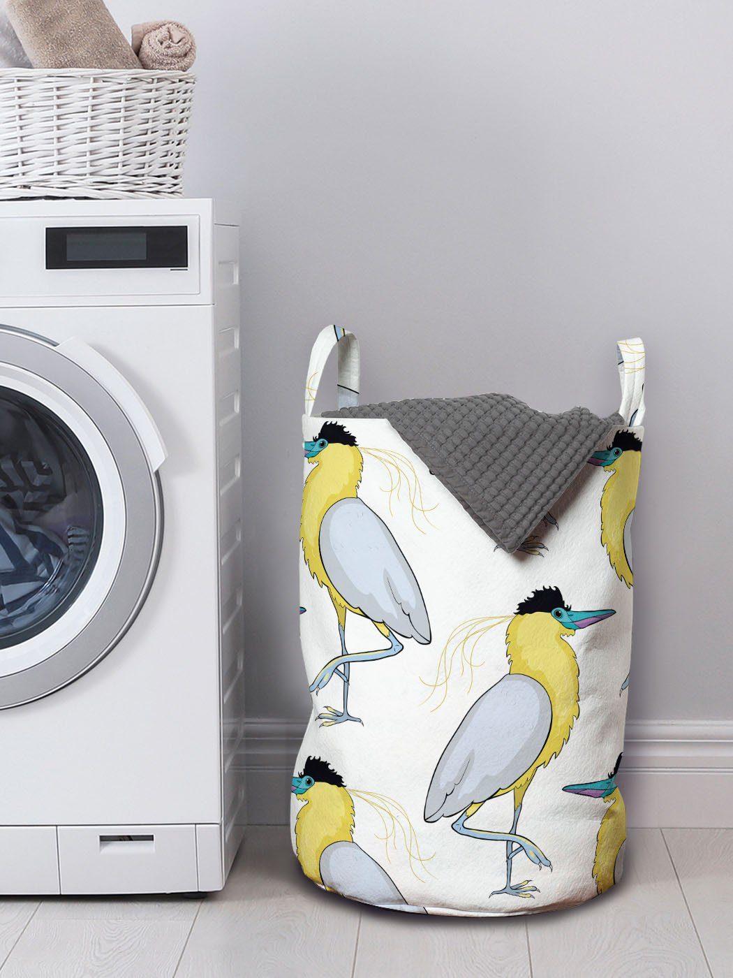 Abakuhaus Wäschesäckchen Wäschekorb mit Griffen Kordelzugverschluss Vogel Tierdruck für Waschsalons, exotischer
