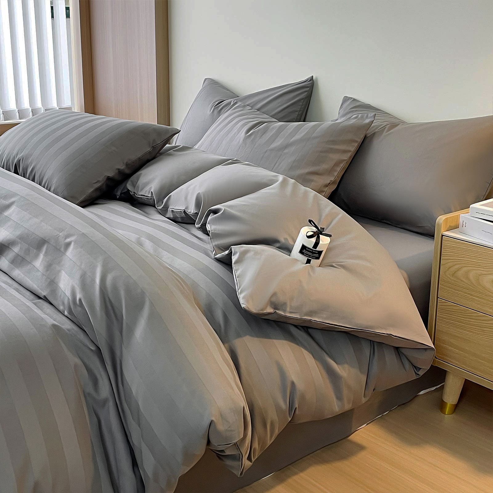 KEAYOO Bettwäsche Satin Streifen, 2 teilig, 100% Baumwolle mit Reißverschlu günstig online kaufen