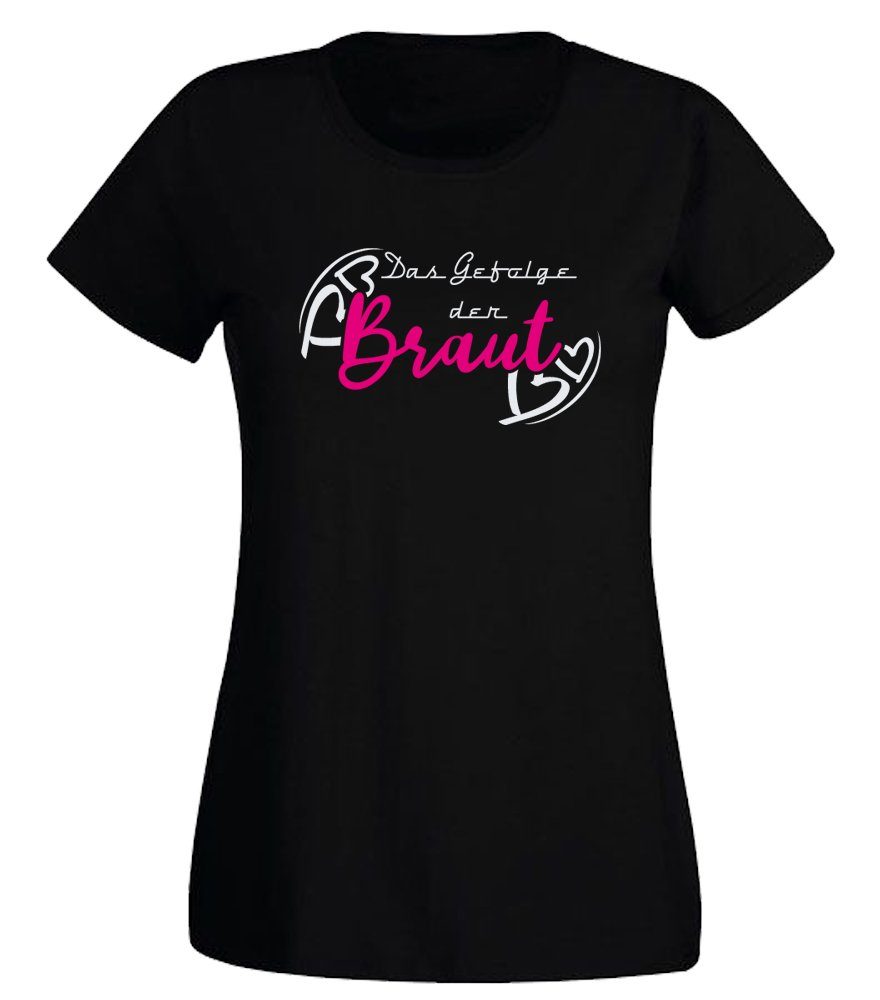 G-graphics T-Shirt Damen T-Shirt - Das Gefolge der Braut JGA-Shirt, Poltershirts, Slim-fit, für Begleiterinnen