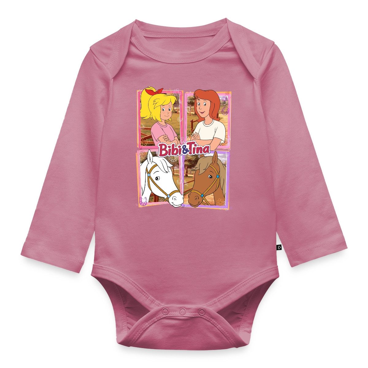 Spreadshirt Langarmbody Bibi Und Tina Mit Amadeus Und Sabrina Kachelmotiv Tages Baby Body Lang (1-tlg)
