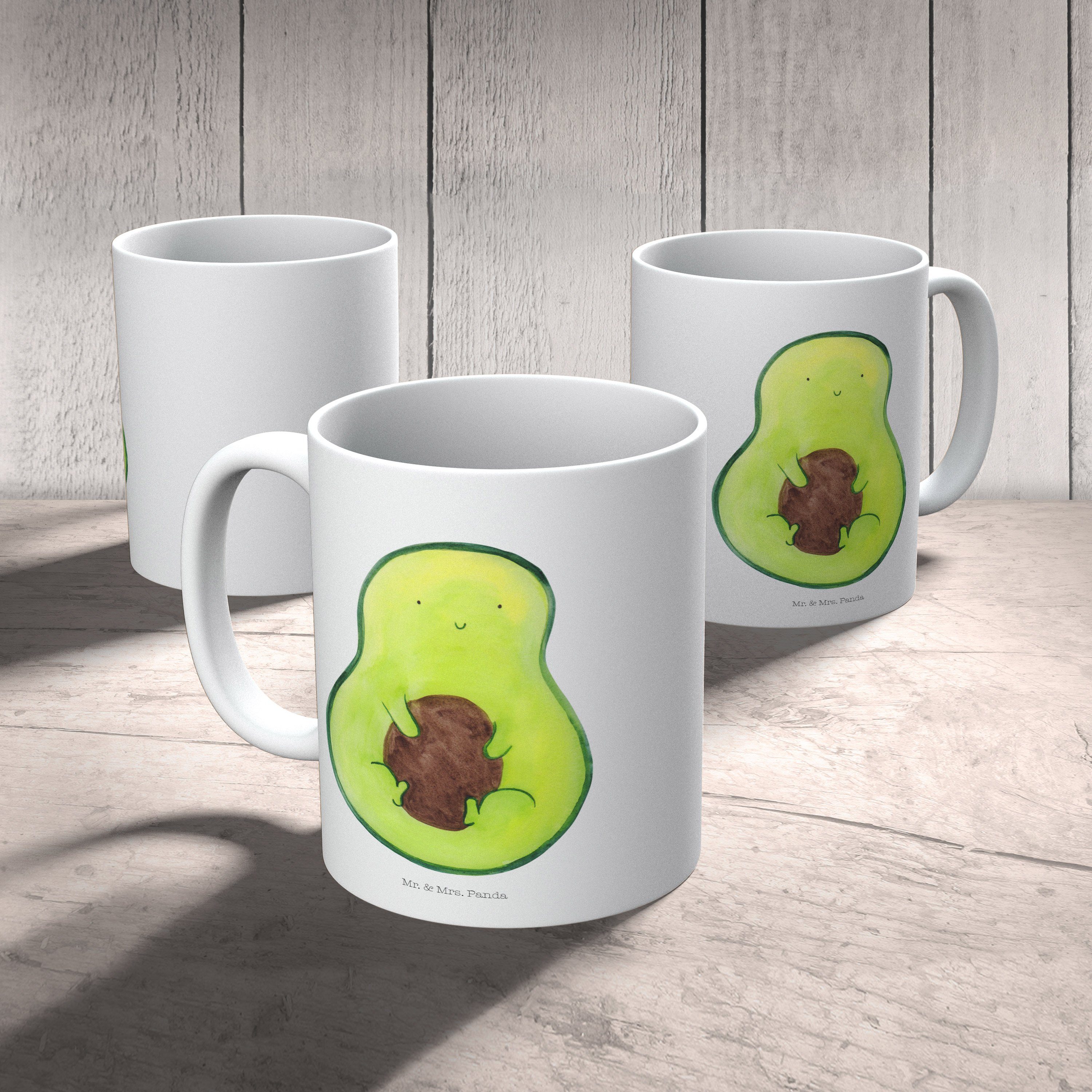 mit Kern Weiß T, Mrs. Mr. Kinderbecher - Geschenk, Kunststoff Panda Avocado Kunststoff & - Avocadokern, Gesund,