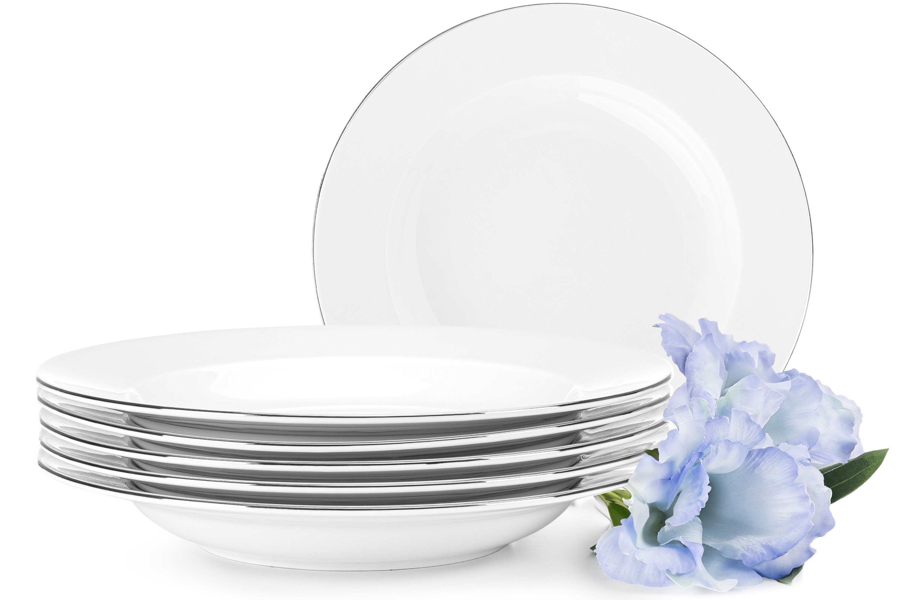 Teller-Set Suppenteller Konsimo Personen, Handwäsche, Rund 6 Porzellan, (6-tlg), platin MUSCARI